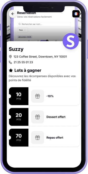 Récompenses fidélité Suzzy